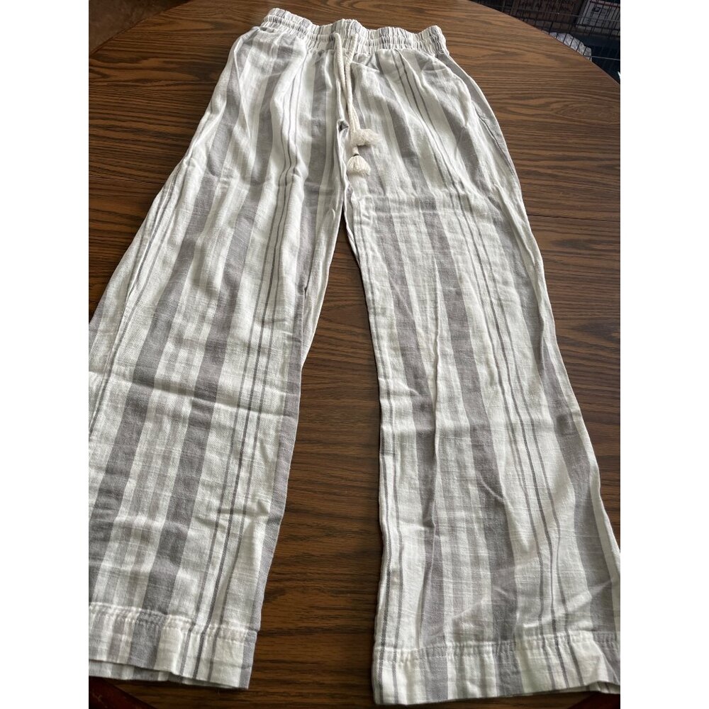H & H by Harmony & Havoc taupe and white striped pants size Large